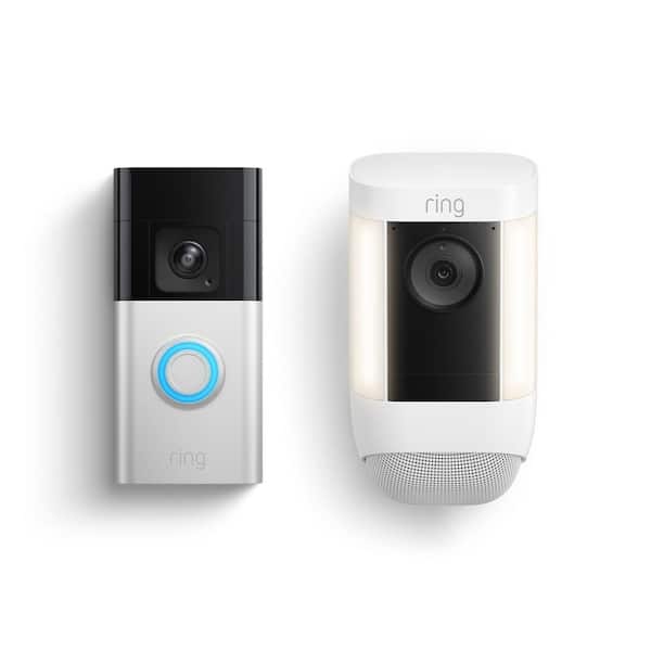 Ring Battery Doorbell Pro Wirless with Battery Spotlight Cam Pro - Advanced Motion Detection and Two-Way Talk, White
