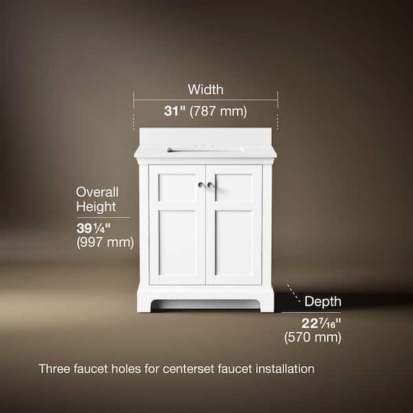 Baskin 30 in. Single Sink White Bath Vanity with Bianco Bella Quartz Top