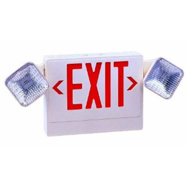 Illumine 2-Light White LED Exit and Emergency Sign Combo with Red Letters