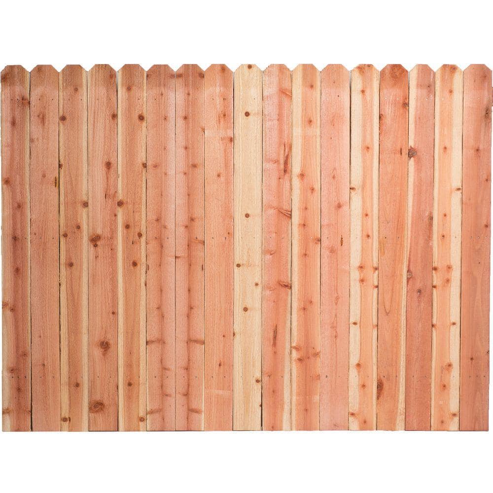 Mendocino Forest Products 6 Ft H X 8 Ft W Construction Common Redwood Dog Ear Fence Panel 07635 The Home Depot