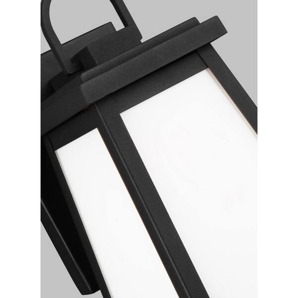 Generation Lighting - Studio Founders Small 1-Light Black Exterior Outdoor Wall Sconce,Clear and White Glass Panels Included, No Bulb Included