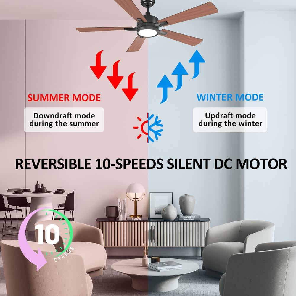 Apex 52'' Black Smart Ceiling Fan with Remote and LED Light
