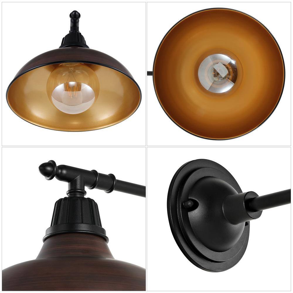 Wallace 12.25" Industrial Black and Copper Metal Sconce