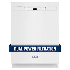 24 in. White Front Control Built-In Tall Tub Dishwasher with Stainless Steel Tub and Dual Power Filtration, 50 dBA