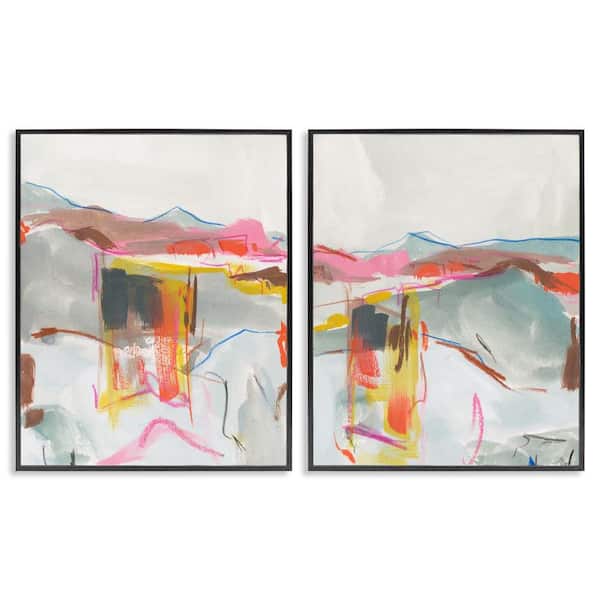 Stupell Industries Restless Soft Mountain Abstract by Melissa Wang 2 Pieces Black Framed Abstract Giclee Art Print 20 in. x 16 in.