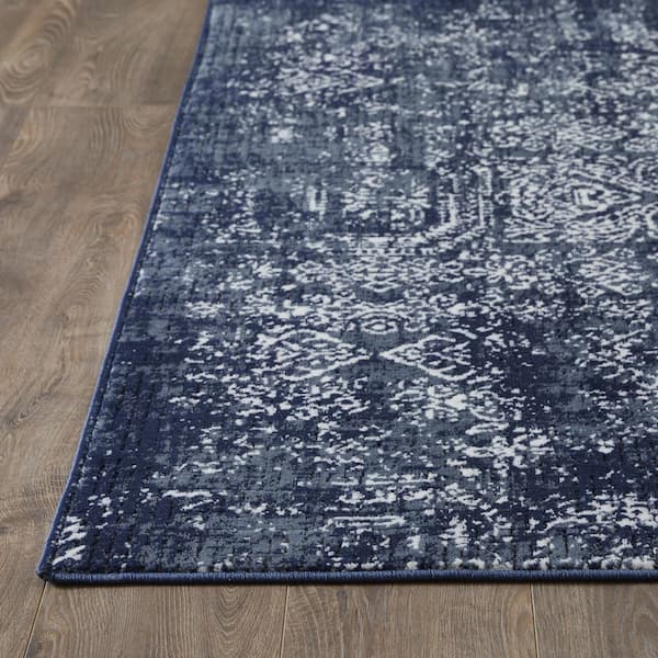 Aysal Armilli Blue 9 ft. 10 in. x 12 ft. 10 in. Geometric Polypropylene Indoor Area Rug