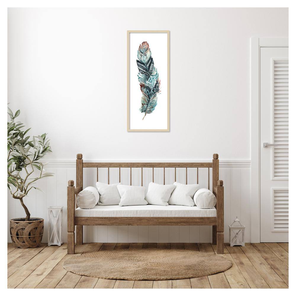 Tribal Feather Single II 17" x 41" Brown Framed Graphic Art Print