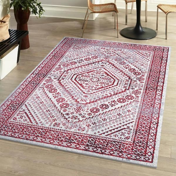 JONATHAN Y Boho Red/Ivory 3 ft. x 5 ft. Cottage Medallion Area Rug