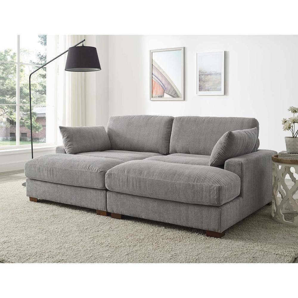 Monland 90 in. Square Arm Polyester Upholstered Rectangle Sofa Deep