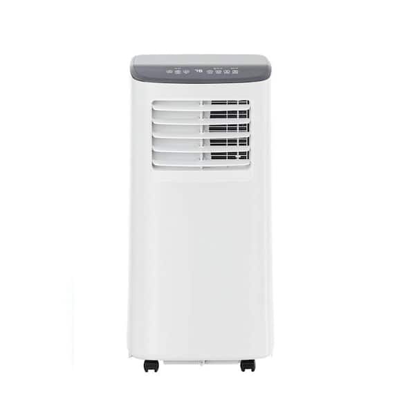 8000 BTU (DOE) Portable Air Conditioner Cools 450 sq. ft. with Dehumidifier,Fan, Remote,Window Kit in White and Gray Top