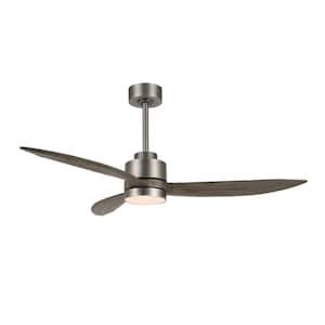 52 in. 3-Blades Black and Walnut Ceiling Fan with LED Light Kit