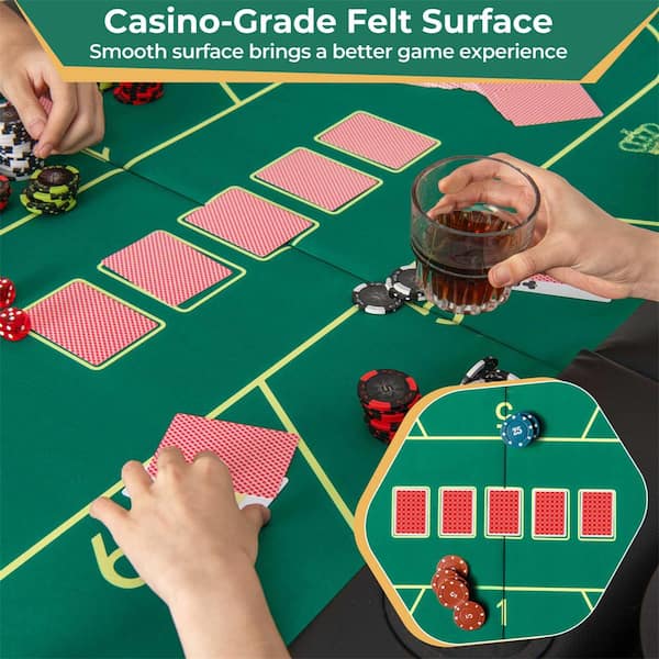 72 x 36 x 30.5 Inch Foldable Poker Table with 8 Cup Holders-Green | Costway
