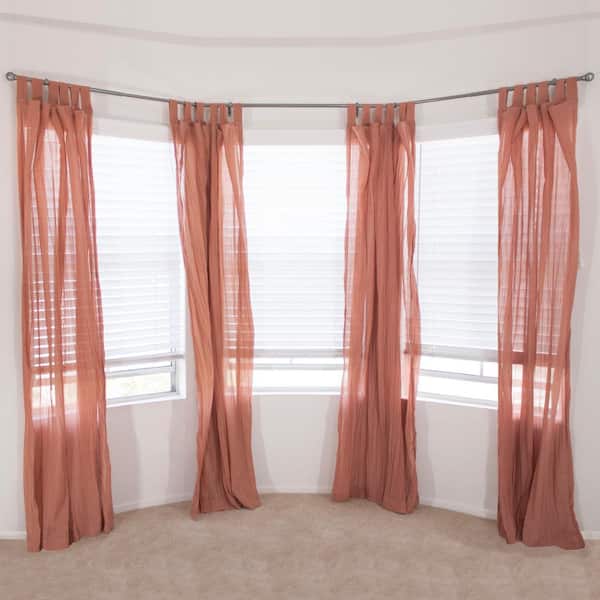 Ball 72 in. - 144 in. Adjustable Bay Window Curtain Rod 3/4 in. in Antique Silver with Finial