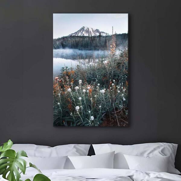 Blue Nature Lake Mountain Scene Landscape Unframed Canvas Art