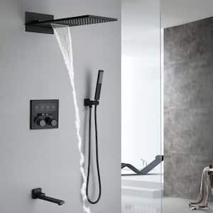 4-Spray Double Handled Wall Mount Shower Head Tub and Shower Faucet 1. 59 GPM in Matte Black