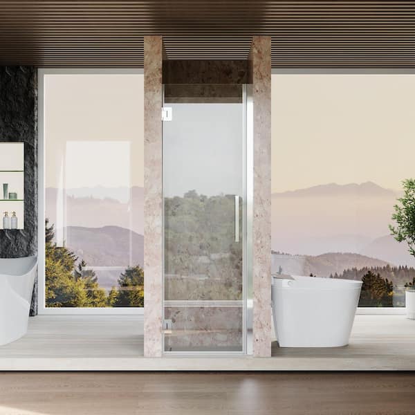 23-24 in. W x 72 in. H Pivot Doubled Hinged Frameless Shower Door in Chrome with SGCC ANSI 3/8 in. (10mm) Clear Glass