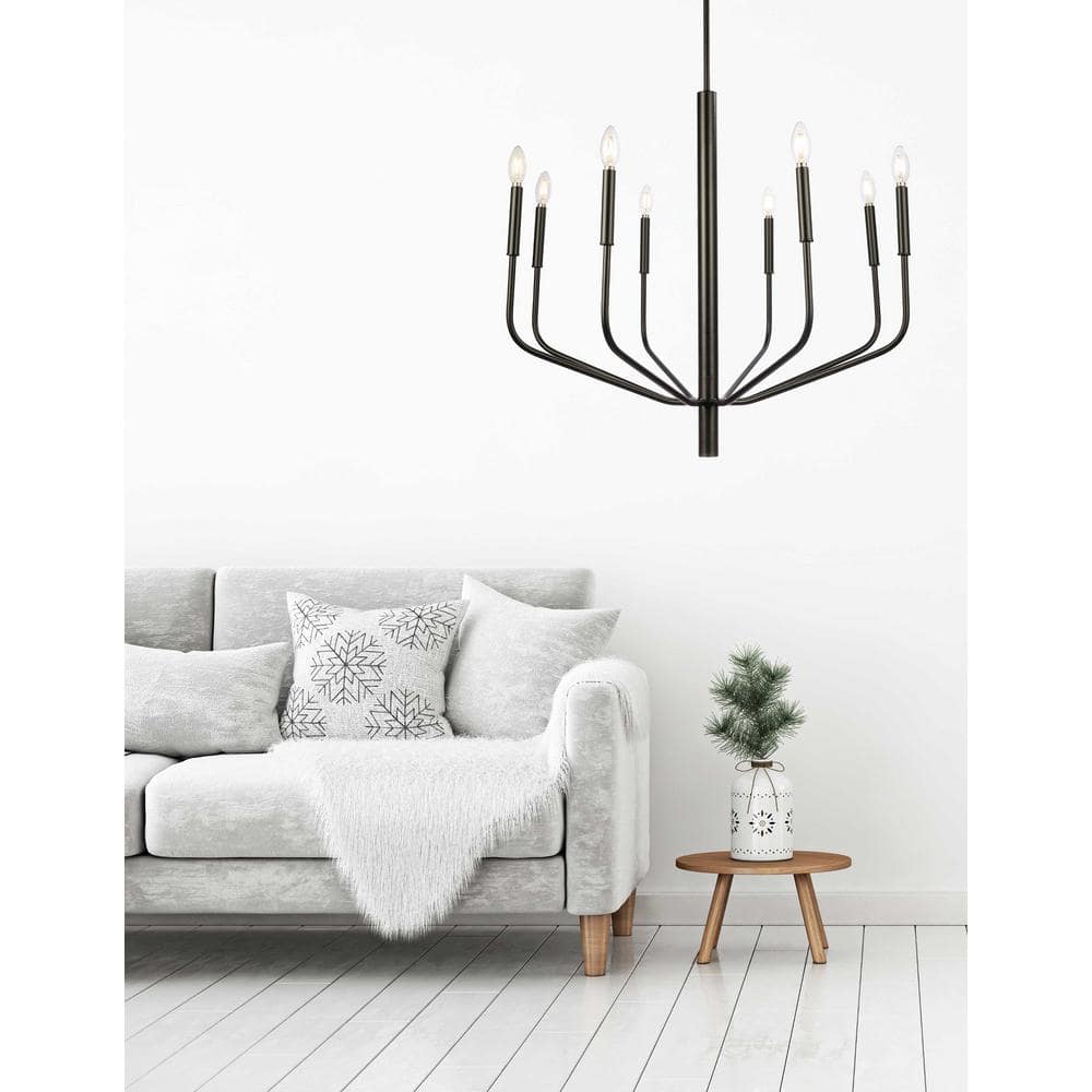 Eleanor 32" Aged Brass and Black 8-Light Chandelier