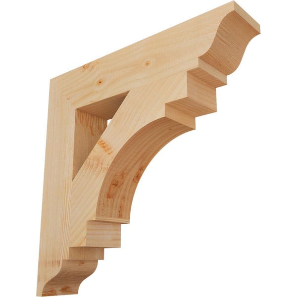 Ekena Millwork 3.5 in. x 20 in. x 20 in. Douglas Fir Merced Traditional Smooth Bracket