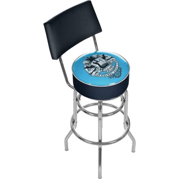 Trademark Fender Legends Never Die Chrome Padded Swivel Bar Stool with Back