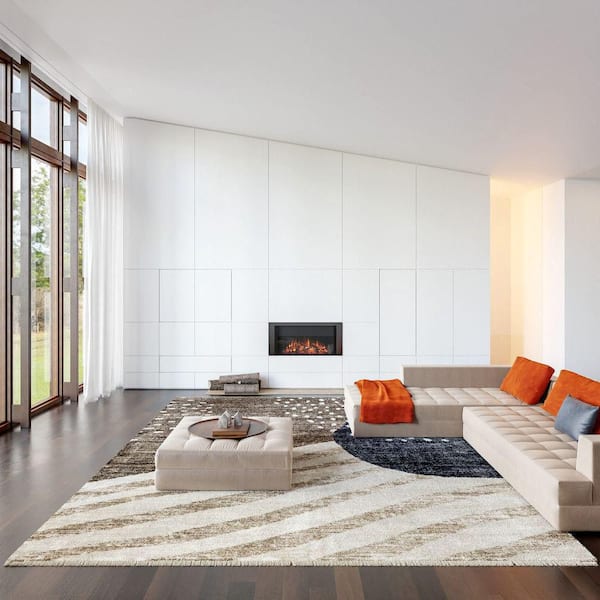 Manaslu Sunrise Fringed Light Brown 5 ft. x 8 ft. Indoor/Outdoor Patio Rug