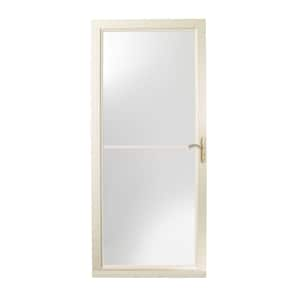 3000 Series 36 in. x 80 in. Almond Right-Hand Retractable Aluminum Storm Door with Brass Hardware