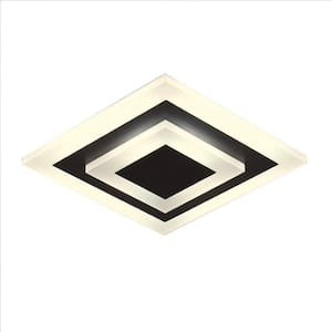 7.87 in. Modern 1-Light Brown Selectable LED Semi-Flush Mount Square Ceiling Light