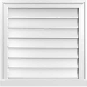 24 in. x 24 in. Vertical Surface Mount PVC Gable Vent: Decorative with Brickmould Sill Frame