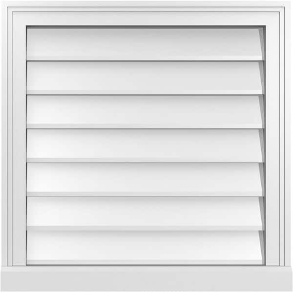 Ekena Millwork 24 in. x 24 in. Vertical Surface Mount PVC Gable Vent: Decorative with Brickmould Sill Frame