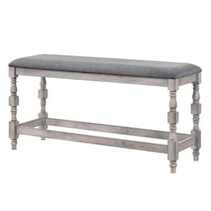 Besta Antique White and Gray Counter Height Bench 50.75 in.