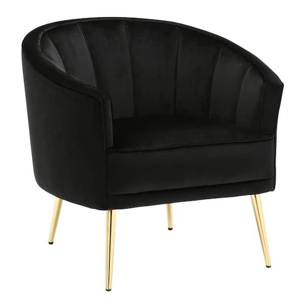 Lumisource Tania Accent Chair in Black Velvet and Gold Metal