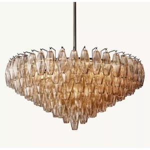 Modern Chandelier 37 in. 14-Lights Globe Black Chandelier With Smoky Glass, Chandelier for Dining Room, Living Room