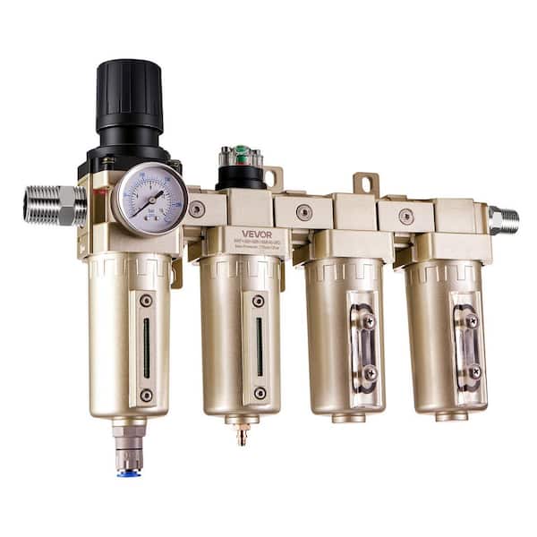 3/4 in. NPT Air Compressor Filter Regulator Dryer, 2-Stage 5μm & 0.3μm Filtration with Double 0.1μm Desiccant Dryer
