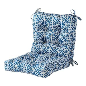 21 in. W x 42 in. H Outdoor Dining Chair Cushion in Indigo Lattice