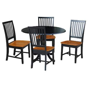 5-Piece 42 in. Black/Cherry Dual Drop Leaf Table Set with 4-Side chairs