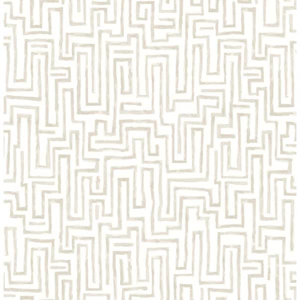 A-Street Prints Ramble Taupe Beige Geometric Matte Paper Non-Pasted Wallpaper