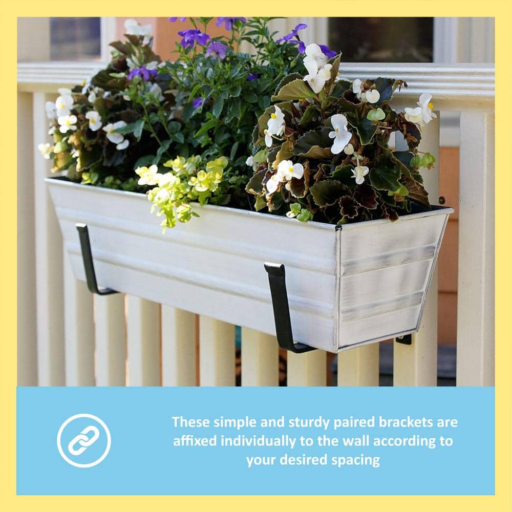 Black Iron 6-Inch Wall-Mount Flower Box Brackets