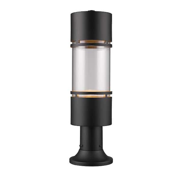 Luminata 21.75 in. 1-Light Black Aluminum Hardwired Outdoor Weather Resistant Pier Mount Light Set LED