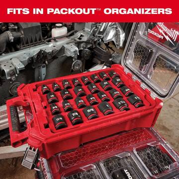 SHOCKWAVE Impact-Duty 3/8 in. Drive Metric and SAE Deep Well Impact PACKOUT Socket Set (36-Piece)