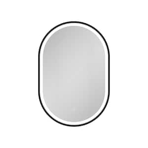21 in. W x 31 in. H Oval Black Aluminum Framed Wall Mounted Bathroom Medicine Cabinet with Mirror