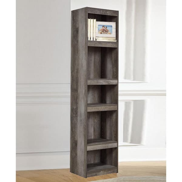 72 in Tall Gray Wooden 5-Shelf Standard Bookcase with Adjustable Shelves