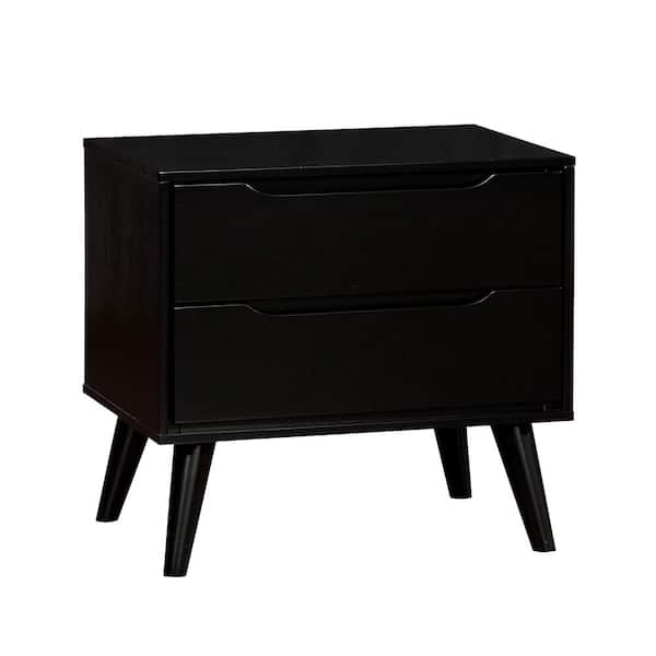 William's Home Furnishing Lennart II Black Mid-Century Modern Style Nightstand