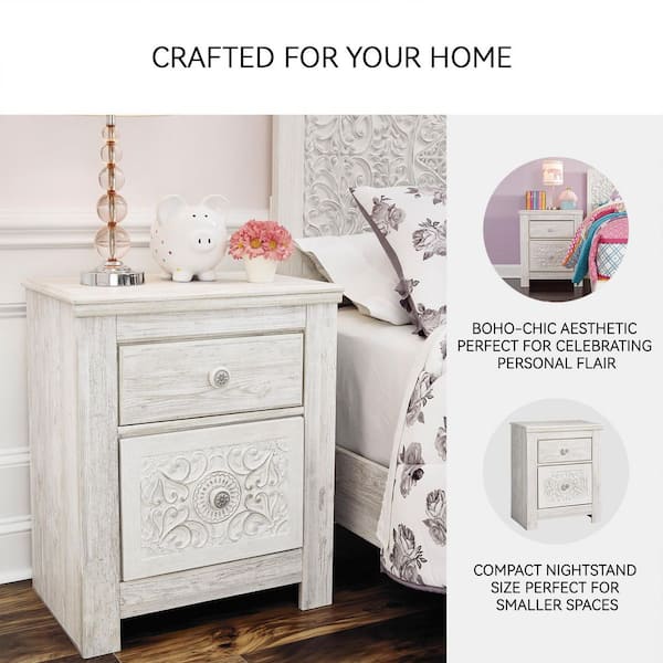 Signature Design By Ashley チェスト ※i1-2※ Signature DESIGN BY ASHLEY Paxberry Whitewash 2-Drawer 24.21 in. W