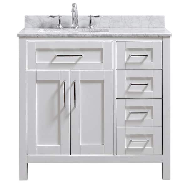 Home Decorators Collection Riverdale 36 In W X 21 D Vanity White With A Carrara Marble Top Sink 36w - Mobile Home Depot Bathroom Sinks