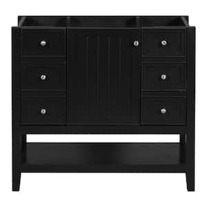 35.5 in. W x 18 in. D x 32.9 in. H Bath Vanity Cabinet without Top in Black