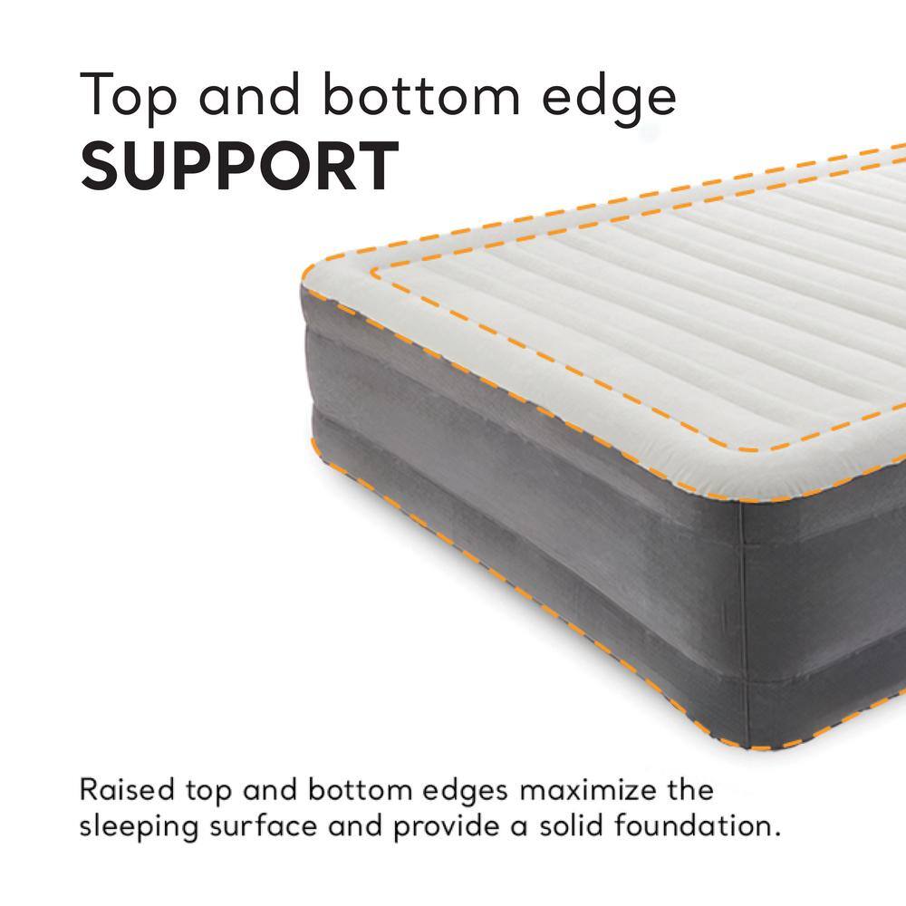 King Size Gray and White Raised Air Mattress with Built-In Pump