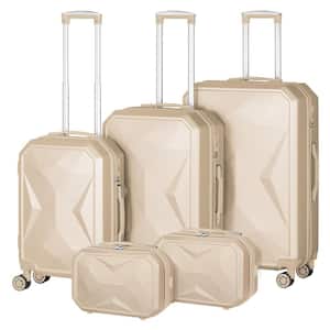 5-Piece Beige Crossroad Collection Upright Luggage with 8-Wheel Spinner TSA Compliant
