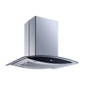 30 in. 475 CFM Convertible Island Range Hood in Stainless Steel/Glass with Hybrid Mesh Filter and Touch Control