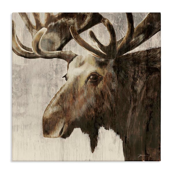 Stupell Industries Forest Moose Distressed by Liz Jardine Unframed Animal Graphic Art Print 17 in. x 17 in.