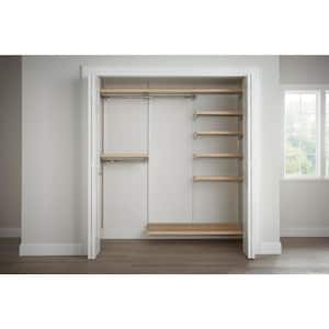 Genevieve 6 ft. Birch Adjustable Closet Organizer Double and Long Hanging Rods with Shoe Rack and 5 Shelves