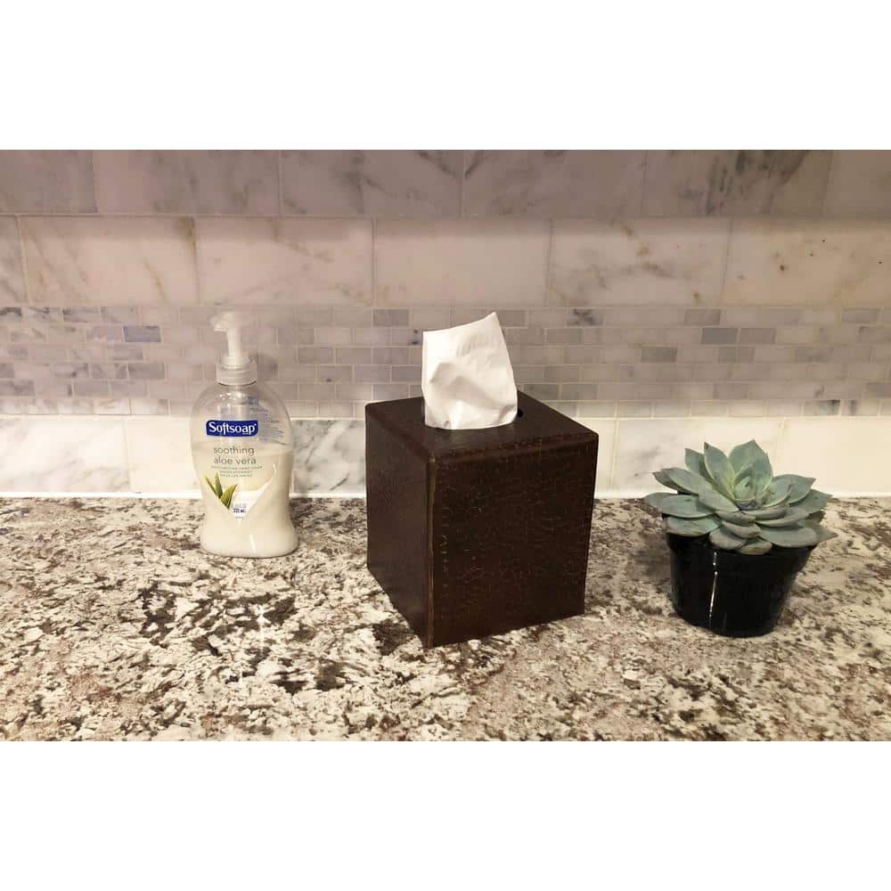 Small Oil Rubbed Bronze Hand Hammered Copper Tissue Box Cover